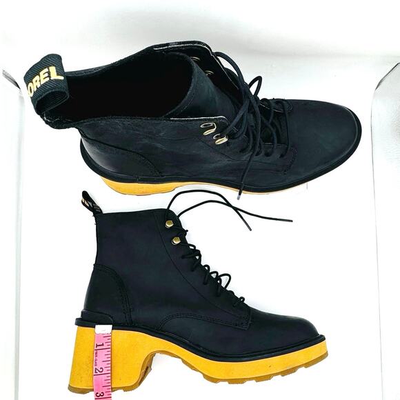 SOREL Hi-Line Black Waterproof Hiking Leather Blend Lace-Up Boot Women size 11 - Picture 7 of 8